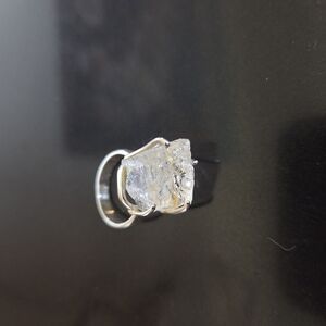Silver Ring with Clear Raw Quartz Stone